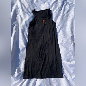 black dress with rose on it